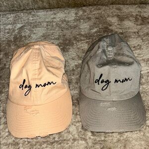 Dog Mom distressed  Caps gently used one spot on back of gray one see last photo